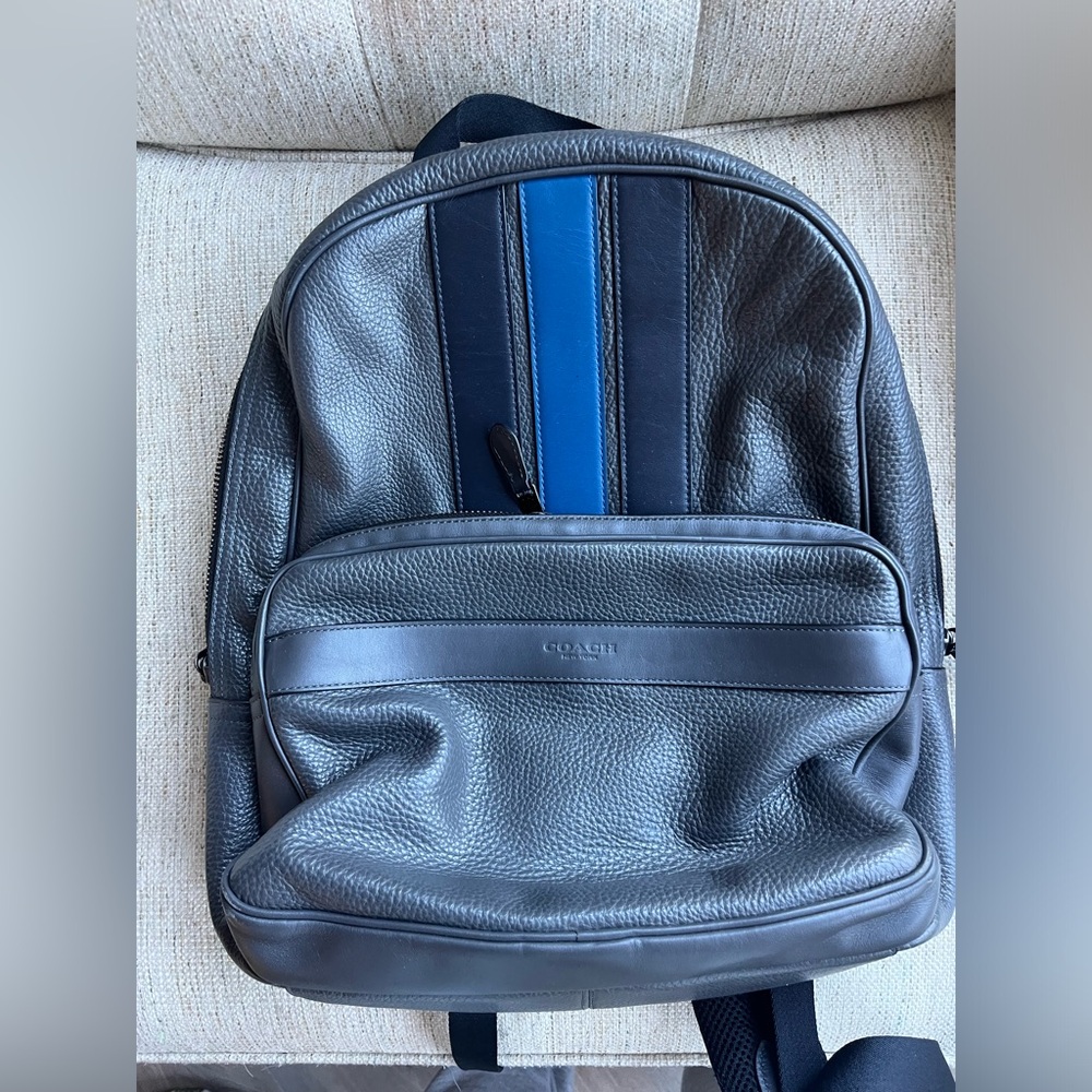 Coach Charles Black Stripe Backpack